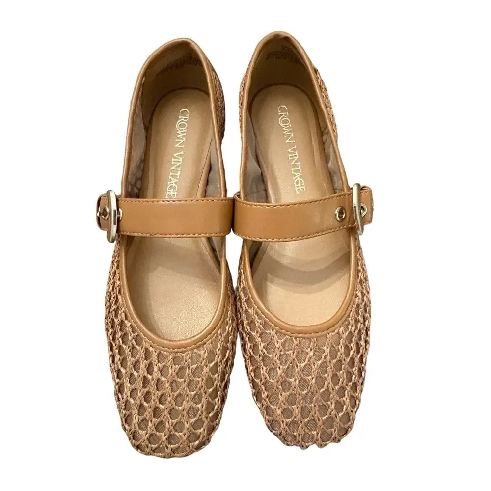 Crown Vintage Women's Caramel Brown Nalahni Mary Jane Flat 7.5 NEW
